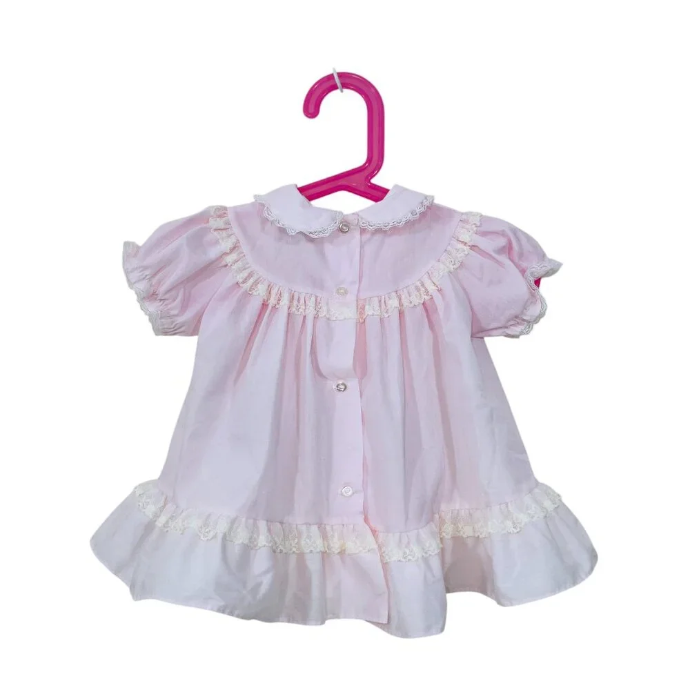 Vintage Newborn Alexis Baby Girl's Pink Dress Lace 9 ‎ MO LBS 17-20 LBS Baptism